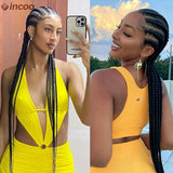 Full Lace Front Cornrow Double Dutch Braided Wigs With Baby Hair Black Twist Box Braided Lace Wig Faux Locs Goddess Braids Wigs