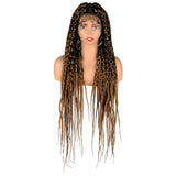 Synthetic Large Box Braided Wigs Jumbo Knotless Full Lace Front Wigs For Black Women Jumbo Tribal Braids Faux Locs Cornrows Wig