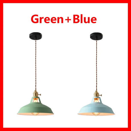 Pendant Light Retro Industrial Colorful Restaurant Kitchen Home Ceiling Lamp Vintage Hanging Light Lampshade Decorative Lamps