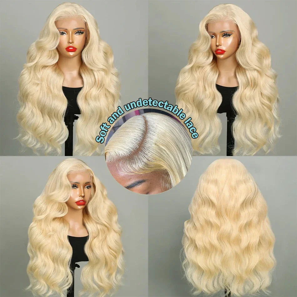 250% 613 Honey Blonde Body Wave 13x6 HD Transparent Lace Front Human Hair Wigs 30 32 Inch Color 13x4 Lace Frontal Wig For Women