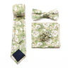 New Men's Floral Cotton Tie Three-Piece Necktie Bowtie Handkerchief Brooch For Groom Suit Wedding Cravat Shirt Accessory