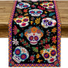 Mexican Day of The Dead Linen Table Runners Kitchen Dinning Table Decor Sugar Skull Table Runners for Dining Party Decor