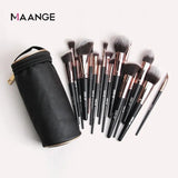 MAANGE Makeup Brush Set 18pcs Foundation Powder Concealers Eyeshadow Blush Makeup Brushes with Bag Travel Cosmetic Beauty Tools