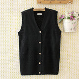 Plus Size Sweater Vest Women Clothing 4xl Loose Fit High Strecth Solid Knitting Cardigan V-Neck Crochet Hollow Out Curve Jumper