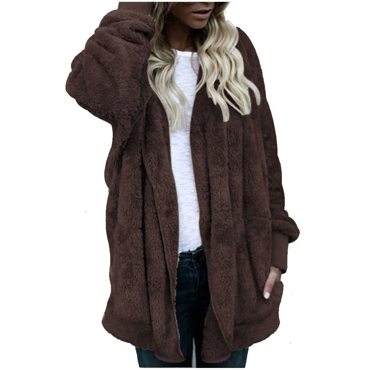 Women Winter Warm Coat Jacket Outwear Ladies Cardigan Coat Double Sided Velvet Hooded Coat Autumn And Winter New Fashion