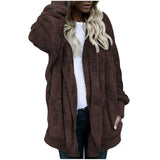 Women Winter Warm Coat Jacket Outwear Ladies Cardigan Coat Double Sided Velvet Hooded Coat Autumn And Winter New Fashion