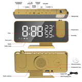 FM Radio Digital Alarm Clock Temp Humidity with 180°  Time Projector Electronic Table Clock 12/24H Snooze Projection LED Clock