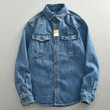 Heavy Duty Denim Shirt for Boys with Loose Fit and Long Sleeves