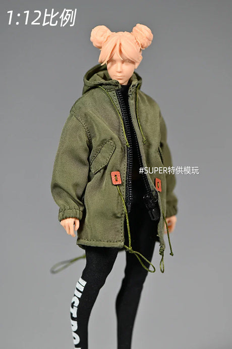 Romankey 1/12 Mid Length Military Coat Windbreak Adjustable Drawstring Laser Colorful Jacket Fit 6" Soldier Action Figure Model