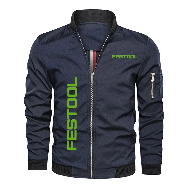 Hip-hop men's jacket Festool tools logo print New bomber jacket High quality Oversized jacket Men's jacket for fat people