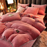 Ultra-thick Milk Fleece Winter Bedding Set Luxury Warm Comfortable Duvet Cover Set with Sheets Comforter Cover and Pillowcases