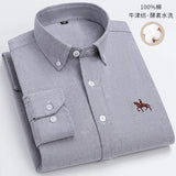 2023 100% Cotton Oxford Man Leisure Embroidered Horse Shirts Streetwear Oversized  Men Shirt Floral Long Sleeve Casual Plus Size