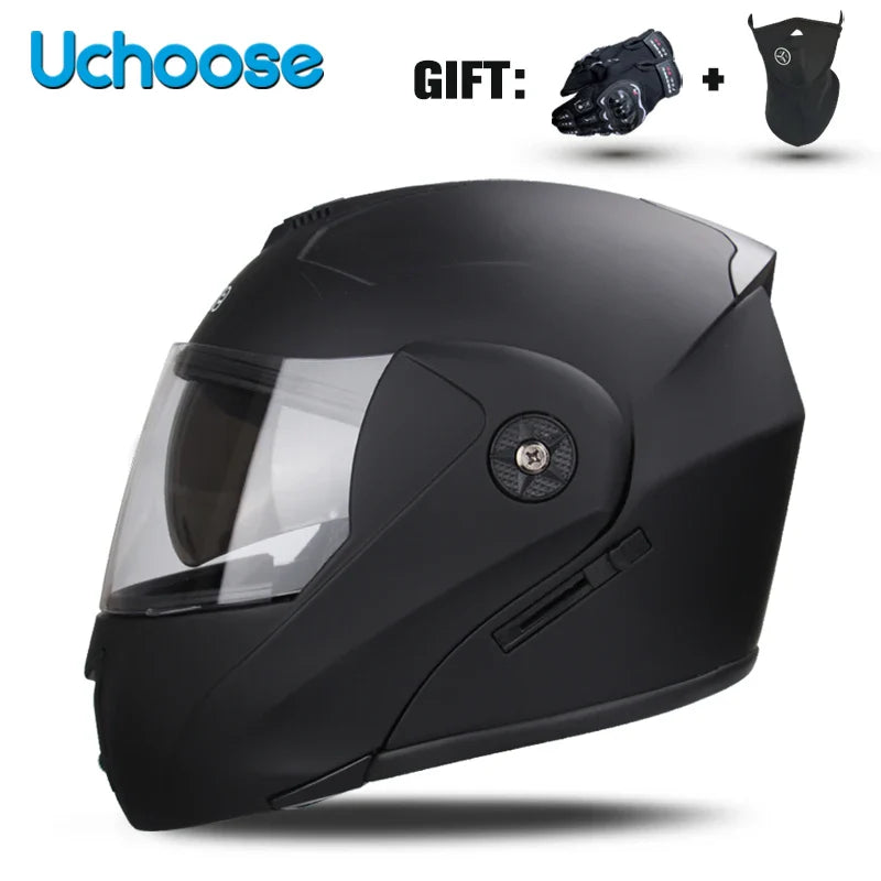 DOT Certification Uchoose Motorcycle Helmet Double Lens Cross Section Helmet Safety Modular Flip Helm Unisex Helmet With Visor