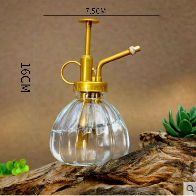 Glass Embossed Air Pressure Gardening Small Watering Can Disinfection Watering Bottle Household Glass Spray Bottle