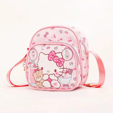 Sanrioed Cartoon Hello Kitty Melody Kulomi Messenger Bag Anime Cute Cat Casual Small Round Bag Kawaii Toy Girls Birthday Gift