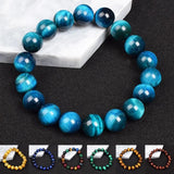 Real Natural Blue Tiger Eye Bracelet Azure Color High Quality Round Stone Beads Handmade Bracelets For Men Women Jewelry Pulsera