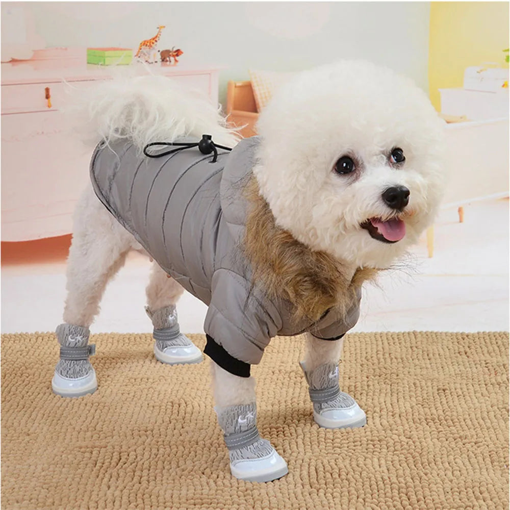 Dog Winter Coat Windproof Small Dog Hoodie Jacket Snowproof Puppy Parka Snowsuit Warm Cat Apparel Outdoor Pets Clothes Outfits