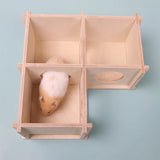 Hamster House Wooden Hideout Chamber Natural Wood Nest Habitat for Mini Gerbils Syrian Hamsters Junior Guinea Pigs