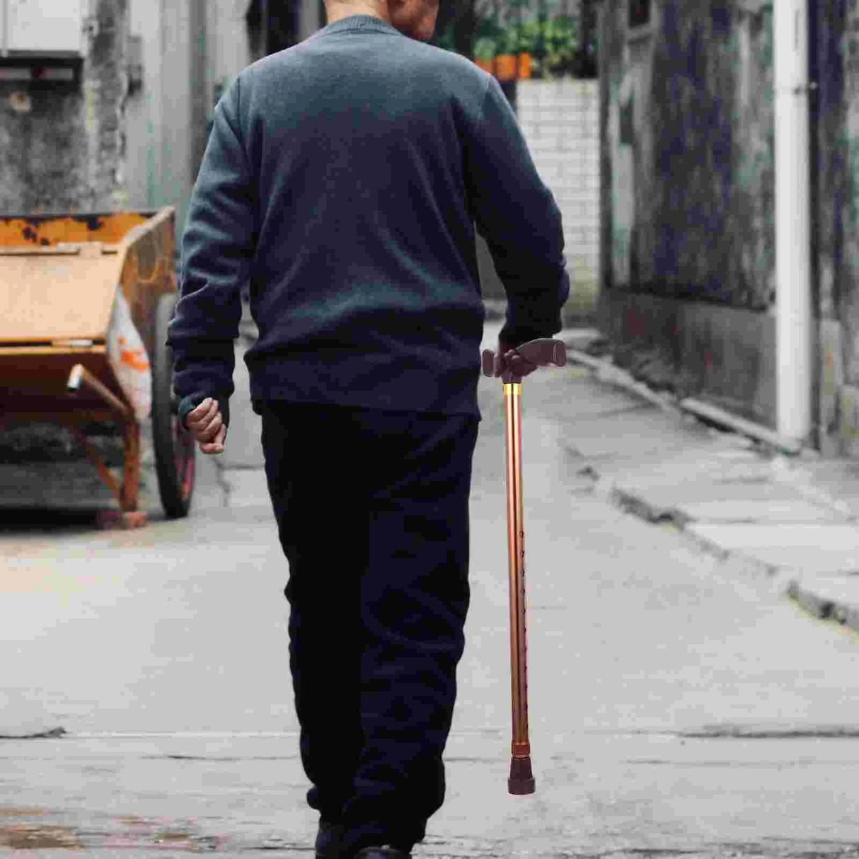 Curved Handle Hiking Stick Mens Cane Self Standing Cane Fold Trekking Stick Wooden Blind Walking Sticks Hiking Pole Elder