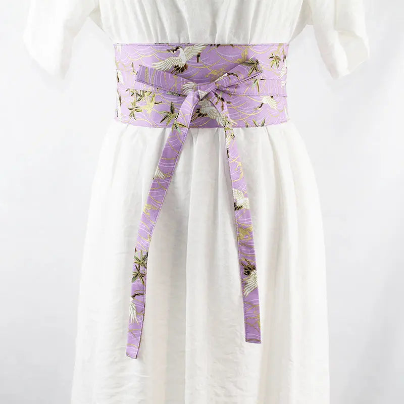 40Colors Japanese Kimono Crane Printed Waistband Traditional Hanfu Retro Dress Belt Yukata Bathrobe Girdle Ancient Accessories