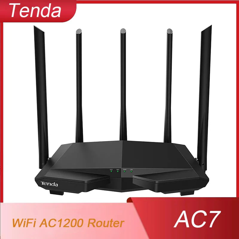 Tenda AC7 Dual Band Wireless AC1200 Router Wifi Range Repeater with 5*6dBi High Gain Antennas Wider Coverage Wi-Fi Extender