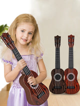 Toy Ukulele Classical Guitar Musical Instrument, Kids Play Early Educational Learning, Adjustable Atrings with Paddles 2 Colors