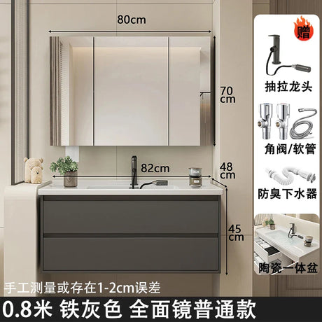 Ceramic Integrated Basin Bathroom Cabinet Modern Minimalist Sink Washbasin Cabinet Combined Muebles Hogar Hotel Furniture YX50BC