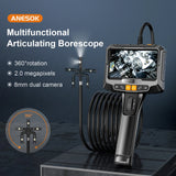 360° Steering Industrial Endoscope Camera 8mm Single&Dual Lens 1080P 5"IPS Screen Inspection Borescope Tools For  Pip Car Engine