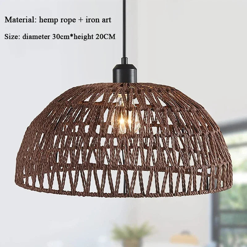 Japanese-style Hemp Rope Chandelier Homestay Pastoral Restaurant Tea Room Bar Bedroom Livingroom Zen Handmade Lamp Pendant Light