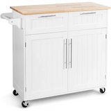 Giantex Kitchen Island Cart Rolling Storage Trolley Cart Farmhouse Islands Home Coffee Bar Serving Utility Cart with Drawers