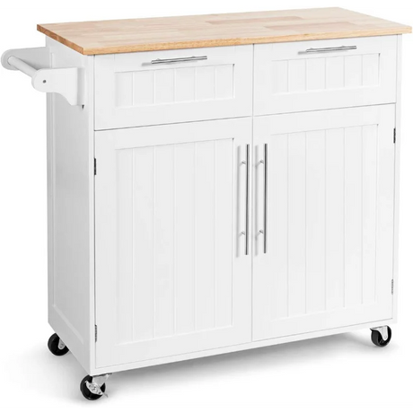 Giantex Kitchen Island Cart Rolling Storage Trolley Cart Farmhouse Islands Home Coffee Bar Serving Utility Cart with Drawers