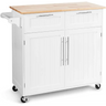 Giantex Kitchen Island Cart Rolling Storage Trolley Cart Farmhouse Islands Home Coffee Bar Serving Utility Cart with Drawers