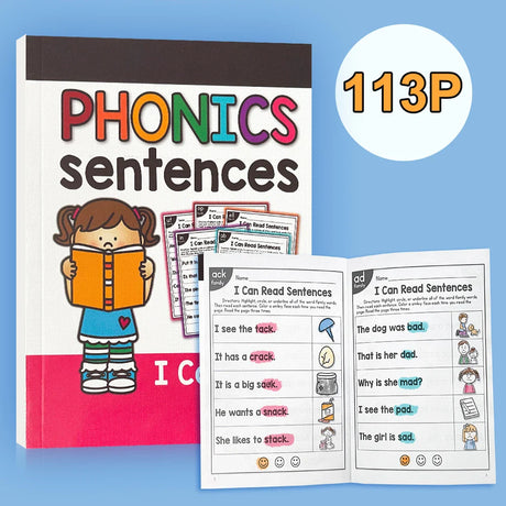 113 P English Phonics sentence Practice Book I Can Read Exercise Book for kid children learning English Educational toy Kid Game