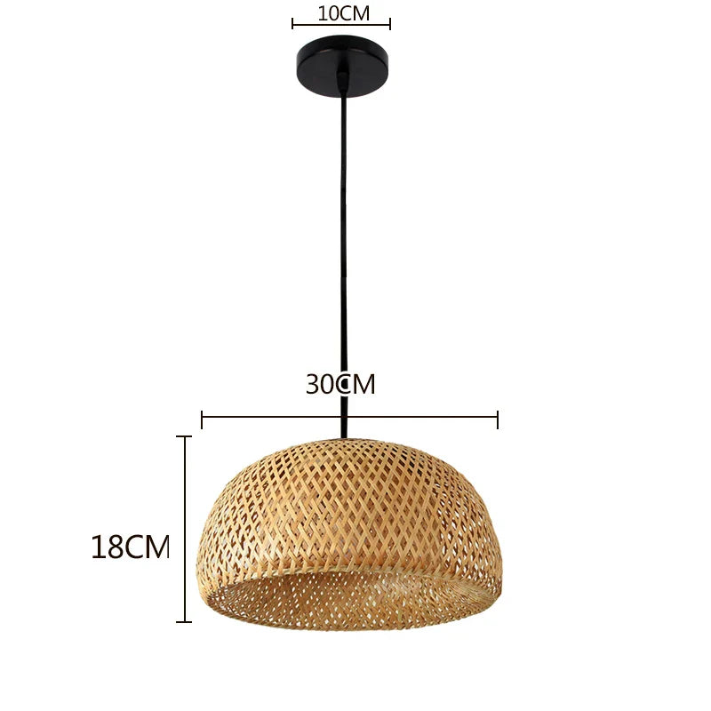 Bamboo Pendant Lamp Hand Knitted Chinese Style Weaving Hanging Lamps 18/19/30cm Restaurant Home Decor Lighting Fixtures