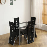 5 Pieces Dining Table Set for 4,Simple Design Kitchen Room Tempered Glass Dining Table,1 table and 4 Chairs,for Dining Room