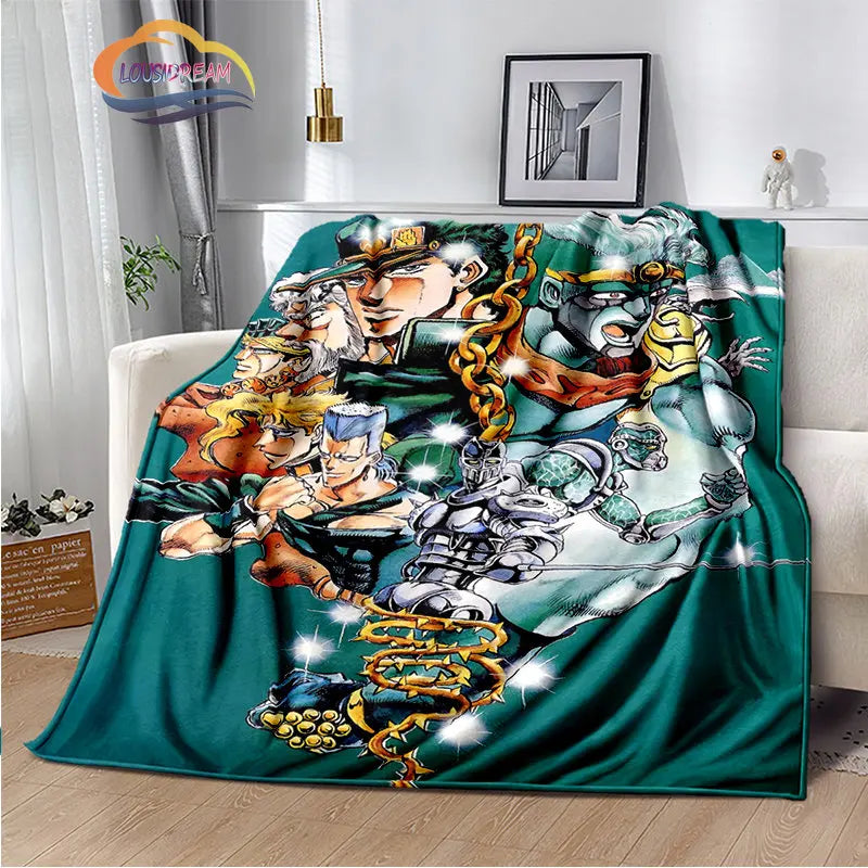 Anime JoJo's Bizarre Adventure Stone Ocean flannel Blanket Throw blanket Warm Sofa bed  children and girls Gift s