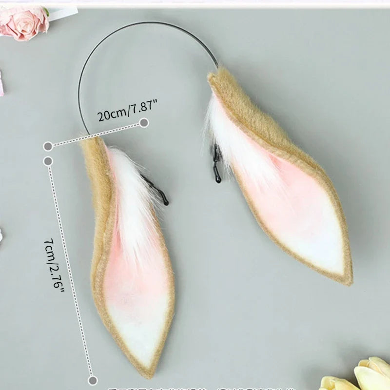 L93F Rabbit-Ears Headband Sweet Girls Halloween Cosplay Prop Lop-eared Rabbit Fursuit