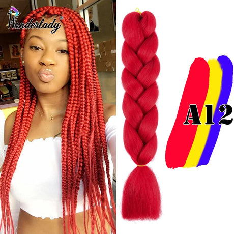 WonderLady 255 Color Long Colored Braiding Hair Jumbo Braids DIY Hairstyle Ombre Synthetic Hair Extensions For Women Braiding