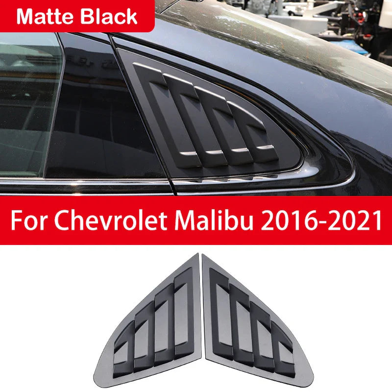 For Chevrolet Malibu 2016-2021 Car Rear Louver Window Side Shutter Cover Trim Sticker Vent Scoop ABS Carbon Fiber Accessories