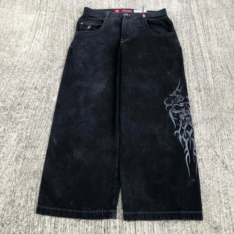 Y2K men clothing Gothic Harajuku retro fashion pattern oversized jeans punk hip hop loose slim jeans street fashion baggy jeans