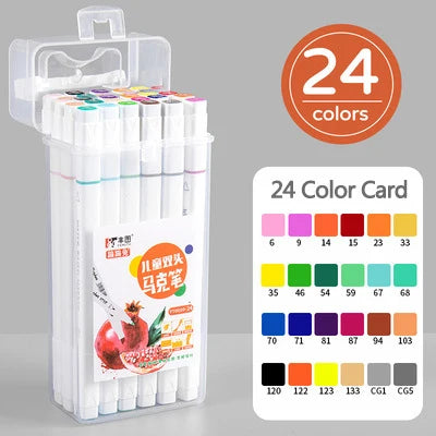 12-262PCS Colores Markers Pen Set Painting Brush Drawing Manga Highlighter School Art Supplies For Artist Korean Stationery