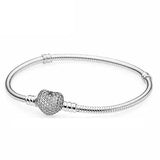 New 925 Sterling Silver High Quality Womens Bangle Classic Bucket Clasp Bracelet Fit Original Charm Bead Pendant Jewelry DIY