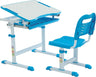 Kids Multifunctional Desk and Chair Set, Height Adjustable Children School Study Desk with Tilt Desktop, Metal Hook and Storage