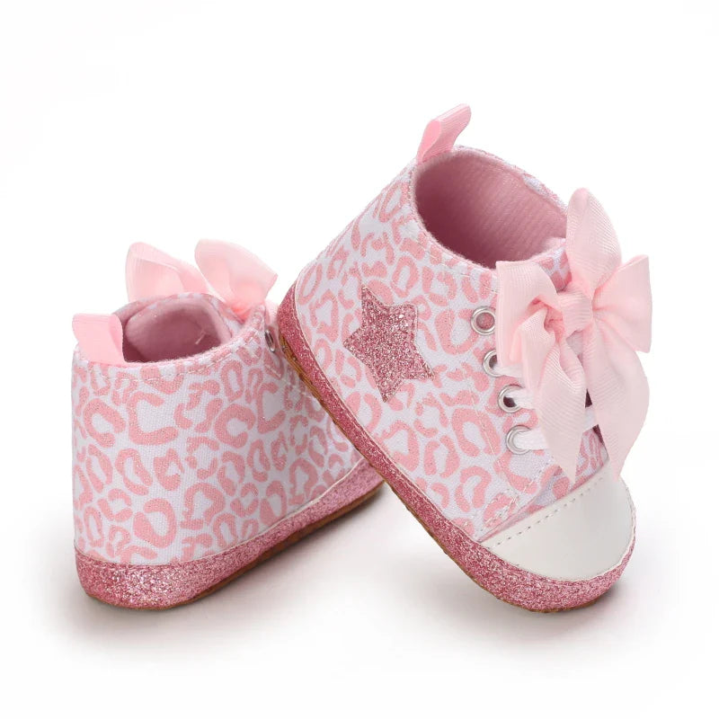 Pink Baby Shoes Princess Fashion Sneakers Infant Toddler Soft sole Anti Slip First Walkers 0-1 year old baby Christening Shoes