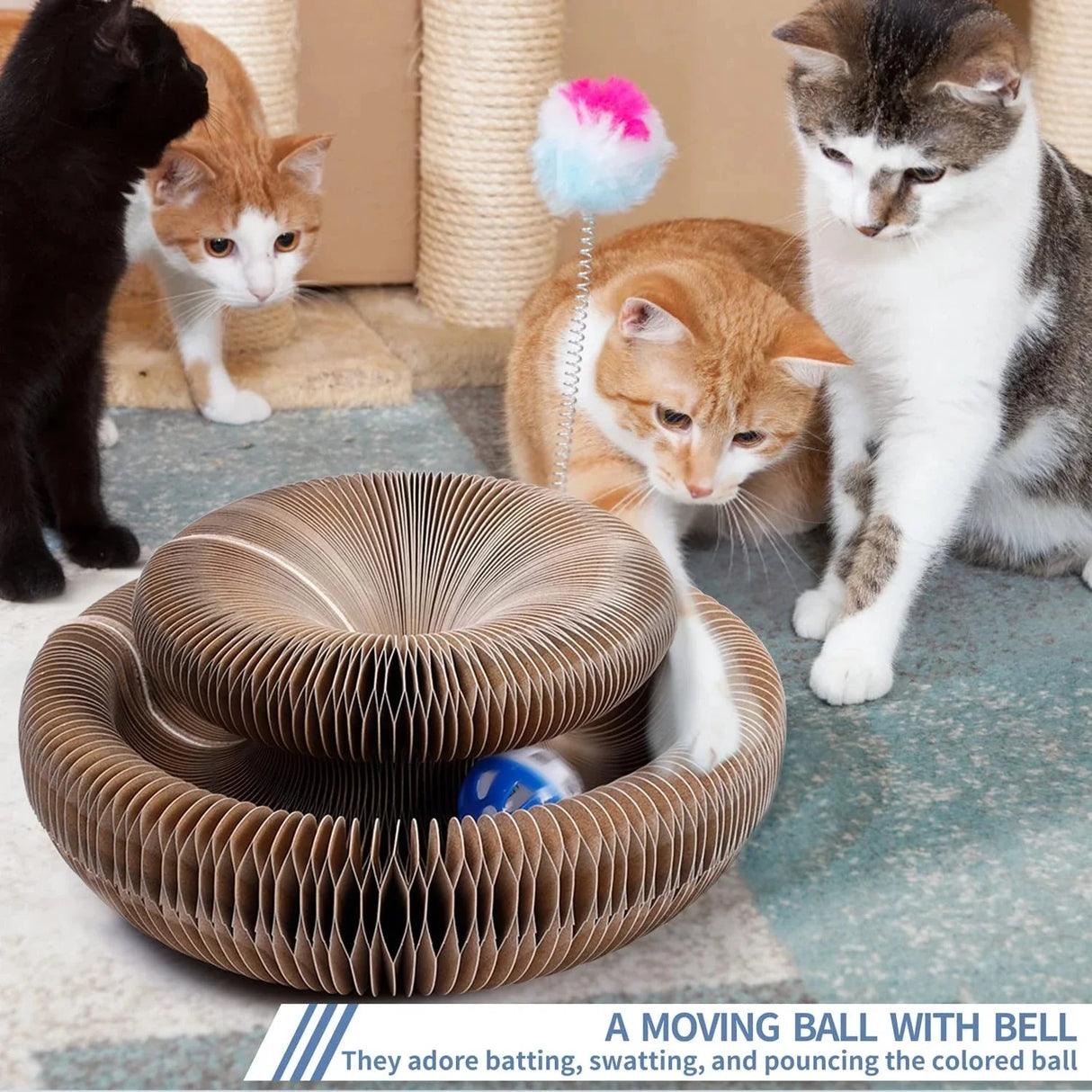 Cat Toy Magic Organ Cat Scratch Board With Bell Interactive Kitten Toy For Cats Grinding Claw Climbing Frame Cat Accessories