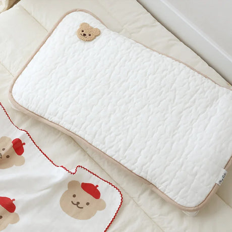 Cartoon Pillowcase for Baby Breathable Cotton Pillow Dustproof Case Embroidered Flat Pillow 30x50cm Infant Pillow Cover