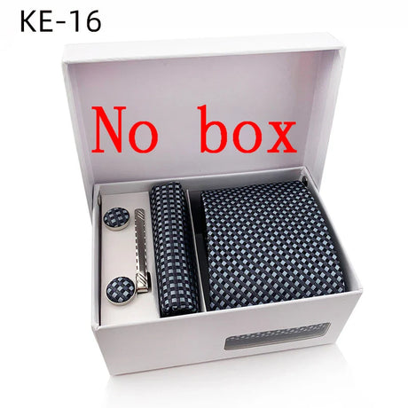 Luxury Tie Set Gift Box For Men Wedding Jacquard Necktie Square Clip Cufflinks Handkerchief Brezo Pour Teal Tie