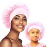 2PCS Mommy and Me set Elastic Band Satin Silky Bonnet Sleep Cap For Women Men Unisex Hair Care Bonnet Nightcap Satin Bath Cap