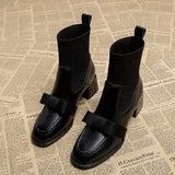 Women Elastic Sock Boots Boots Female Autumn Winter 2024 New Square Toe Short Boots Slip-On  Fashion Ankle Boots Botas De Mujer