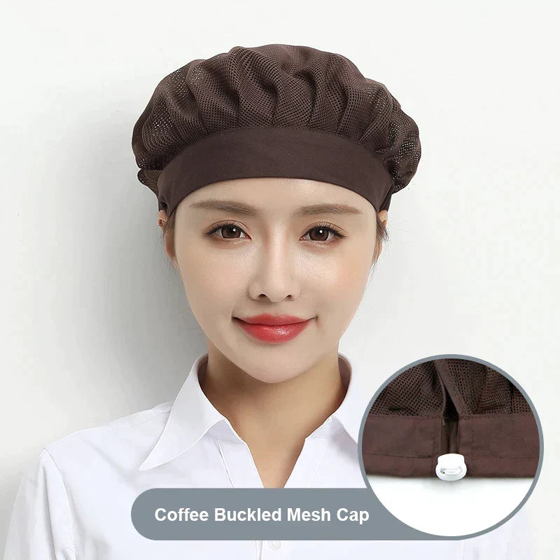 Black Adjustable Food Service Net Hat Kitchen Work Hats Canteen Restaurant Cook Caps Bakery Baking Workshop Breathable Work Cap